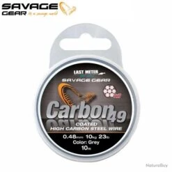 Bas De Ligne Tresse Acier Carbon49 Steelwire 10M Savage Gear Coated Grey 50lbs