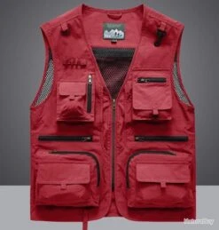 Mountain Gilet De Pêche 12 Poches, Coloris ROUGE......LIV OFFERTE