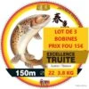 LOT DE 3 BOBINES DE FIL Nylon PAN EXCELLENCE TRUITE 150M Ø 22 3.8 KG