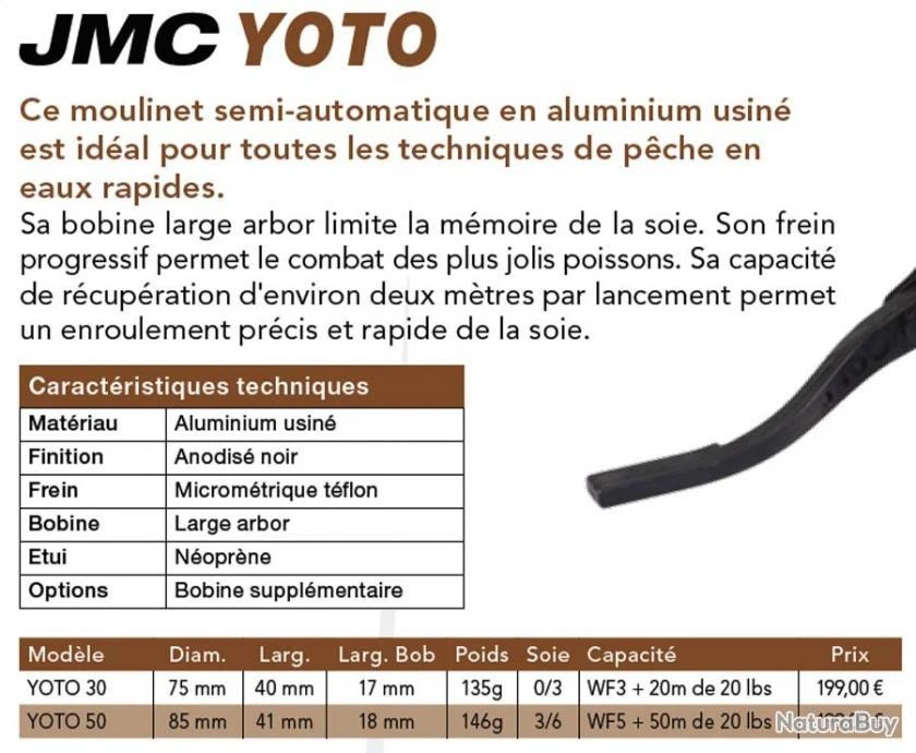 JMC Yoto 50 Soie 3/6 Moulinet Mouche Semi Automatique JMC 2 JMC Yoto 50 Soie 3/6 Moulinet Mouche Semi Automatique JMC – Image 2