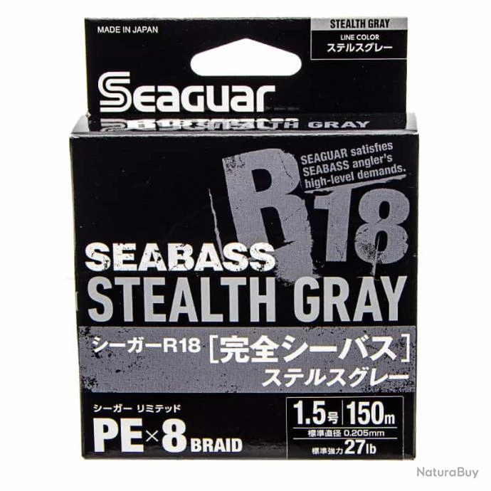 Seaguar R18 Seabass Stealth Gray PE X8 27lb 150m 2 Seaguar R18 Seabass Stealth Gray PE X8 27lb 150m – Image 2