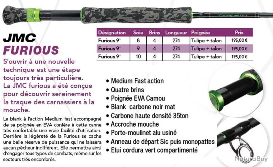 JMC Furious Fly 9' Soie 10 4 Brins Canne Carnassier Mer JMC 3 JMC Furious Fly 9' Soie 10 4 Brins Canne Carnassier Mer JMC – Image 3