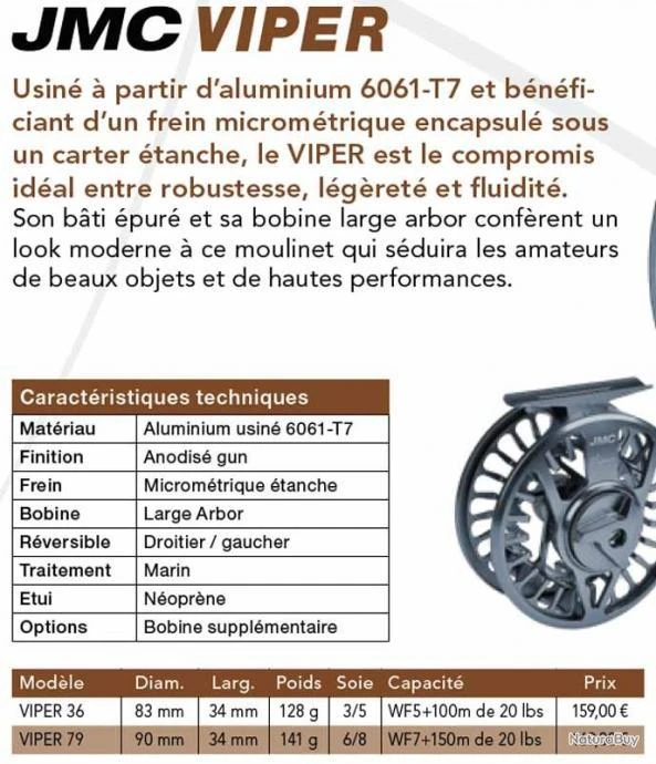 Viper 36 Soie 3/5 Moulinet Mouche JMC 3 Viper 36 Soie 3/5 Moulinet Mouche JMC – Image 3